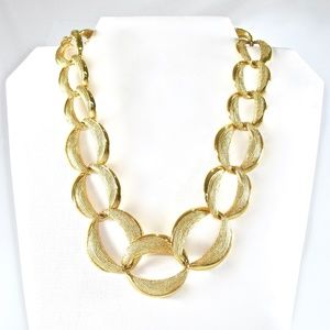 NAPIER Large Chain Link Necklace, Textured, 1980's